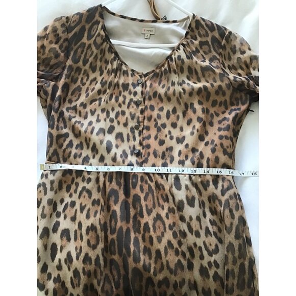 DANIEL CREMIEUX- WOMENS BOHO 3/4 SLEEVE LEOPARD PRINT KNEE LENGHT DRESS SIZE 8 - Picture 7 of 7